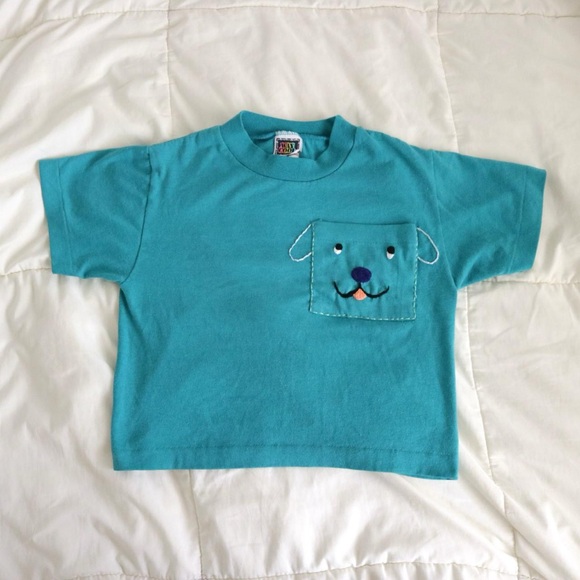 Puppy pocket teal shirt - Picture 2 of 7